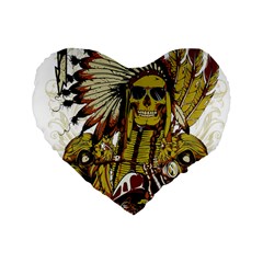 Motorcycle And Skull Cruiser Native American Standard 16  Premium Flano Heart Shape Cushions