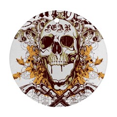 Harvest Of Fear Logo Illustration Skull Pistol Round Ornament (two Sides)