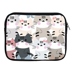 Cute Cat Couple Seamless Pattern Cartoon Apple Ipad 2/3/4 Zipper Cases by Bedest