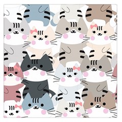 Cute Cat Couple Seamless Pattern Cartoon Square Satin Scarf (36  X 36 )