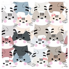 Cute Cat Couple Seamless Pattern Cartoon Wooden Puzzle Square by Bedest