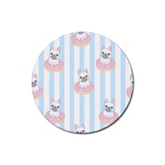 French Bulldog Dog Seamless Pattern Rubber Coaster (round) by Bedest