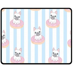 French Bulldog Dog Seamless Pattern Two Sides Fleece Blanket (Medium)