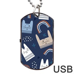 Colorful Cute Cats Seamless Pattern Dog Tag Usb Flash (one Side)