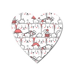 Cute Cat Chef Cooking Seamless Pattern Cartoon Heart Magnet by Bedest