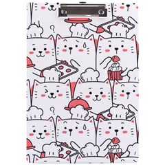 Cute Cat Chef Cooking Seamless Pattern Cartoon A4 Acrylic Clipboard by Bedest