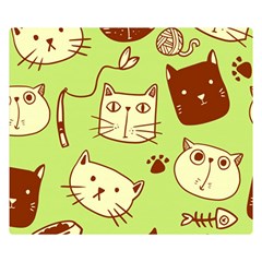 Cute Hand Drawn Cat Seamless Pattern Premium Plush Fleece Blanket (small)