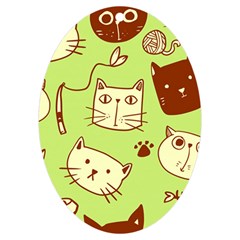 Cute Hand Drawn Cat Seamless Pattern Uv Print Acrylic Ornament Oval