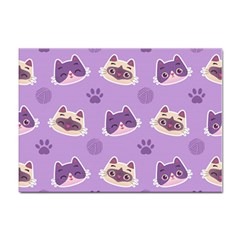 Cute Colorful Cat Kitten With Paw Yarn Ball Seamless Pattern Sticker A4 (100 Pack)