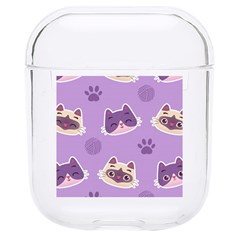 Cute Colorful Cat Kitten With Paw Yarn Ball Seamless Pattern Hard Pc Airpods 1/2 Case by Bedest