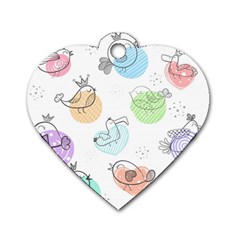 Cartoon Bird Cute Doodle Bird Dog Tag Heart (two Sides) by Bedest