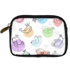 Cartoon Bird Cute Doodle Bird Digital Camera Leather Case by Bedest