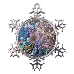 Abstract Blend V Metal Large Snowflake Ornament by kaleidomarblingart