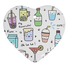 Drinks Cocktails Doodles Coffee Heart Ornament (two Sides) by Apen