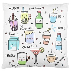 Drinks Cocktails Doodles Coffee Standard Premium Plush Fleece Cushion Case (one Side) by Apen