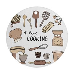 I Love Cooking Baking Utensils Knife Ornament (round) by Apen