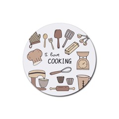 I Love Cooking Baking Utensils Knife Rubber Coaster (round) by Apen