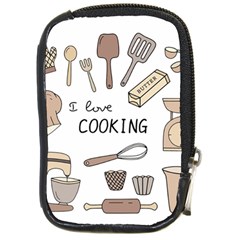 I Love Cooking Baking Utensils Knife Compact Camera Leather Case