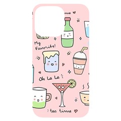 Drink Cocktail Doodle Coffee Iphone 14 Pro Max Black Uv Print Case by Apen