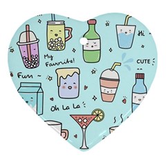 Drinks Cocktails Doodle Coffee Heart Ornament (two Sides) by Apen