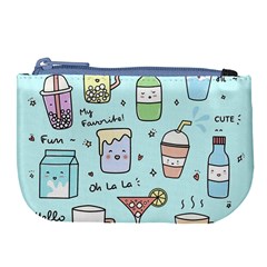 Drinks Cocktails Doodle Coffee Large Coin Purse by Apen