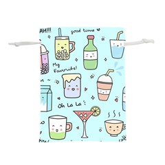 Drinks Cocktails Doodle Coffee Lightweight Drawstring Pouch (s) by Apen