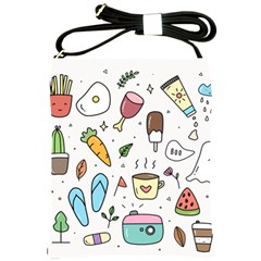 Doodle Fun Food Drawing Cute Shoulder Sling Bag by Apen