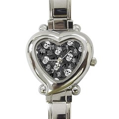 Skull Skeleton Pattern Texture Heart Italian Charm Watch by Apen