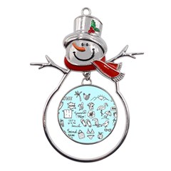 June Doodle Tropical Beach Sand Metal Snowman Ornament by Apen