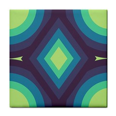 Pattern Blue Green Retro Design Tile Coaster