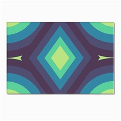 Pattern Blue Green Retro Design Postcard 4 x 6  (pkg Of 10)