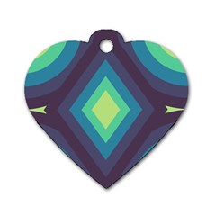 Pattern Blue Green Retro Design Dog Tag Heart (two Sides)