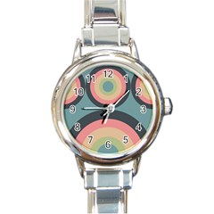 Circles Design Pattern Tile Round Italian Charm Watch