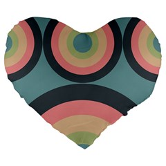 Circles Design Pattern Tile Large 19  Premium Flano Heart Shape Cushions