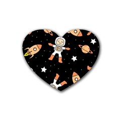 Astronaut Space Rockets Spaceman Rubber Heart Coaster (4 Pack)