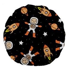 Astronaut Space Rockets Spaceman Large 18  Premium Flano Round Cushions