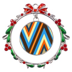 Pattern Triangle Design Repeat Metal X mas Wreath Ribbon Ornament by Ravend