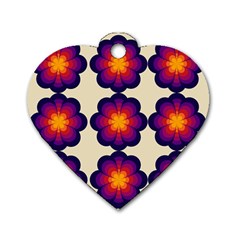 Flower Pattern Design Seamless Dog Tag Heart (two Sides)