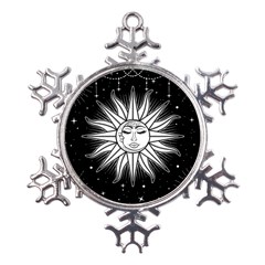 Sun Moon Star Universe Space Metal Large Snowflake Ornament by Ravend