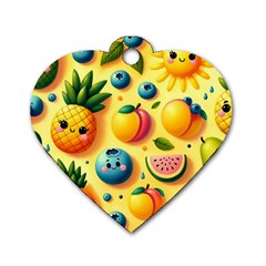 Fruits Fresh Sweet Pattern Dog Tag Heart (two Sides)