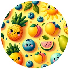 Fruits Fresh Sweet Pattern Wooden Puzzle Round