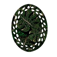 Monstera Plant Tropical Jungle Oval Filigree Ornament (two Sides)