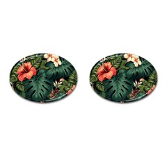 Flowers Monstera Foliage Tropical Cufflinks (oval)