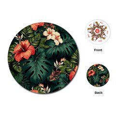 Flowers Monstera Foliage Tropical Playing Cards Single Design (round) by Ravend