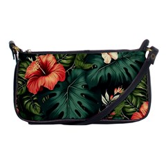 Flowers Monstera Foliage Tropical Shoulder Clutch Bag by Ravend