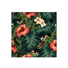 Flowers Monstera Foliage Tropical Satin Bandana Scarf 22  X 22  by Ravend