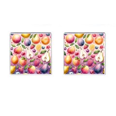 Fruits Apple Strawberry Raspberry Cufflinks (square) by Ravend