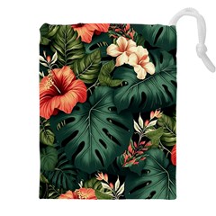 Flowers Monstera Foliage Tropical Drawstring Pouch (4xl)