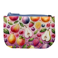 Fruits Apple Strawberry Raspberry Large Coin Purse