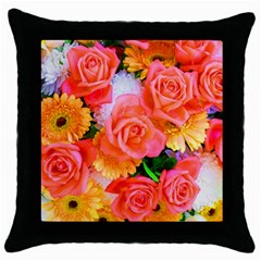 Bouquet Floral Blossom Anniversary Throw Pillow Case (black)